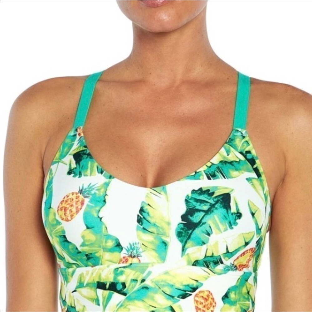 WILDFOX SWEAT Pineapple Collins Sports Bra Green Yellow White Sz Small